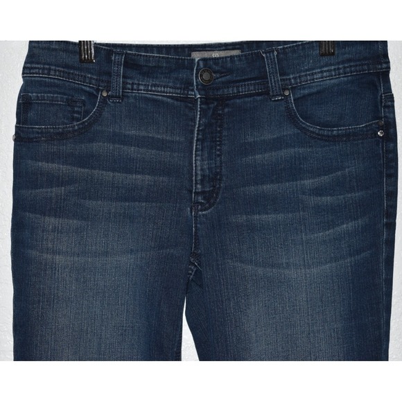 Chicos 00 Sz 2 So Slimming Zip Ankle Stretch Denim Blue Jeans 5-Pocket Straight - Picture 14 of 16